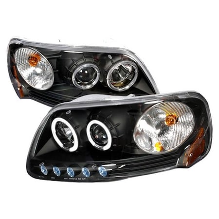 Overtime Halo Projector Headlights for 97 to 03 Ford F150, 22 x 17 x 11 in. - Black OV126217